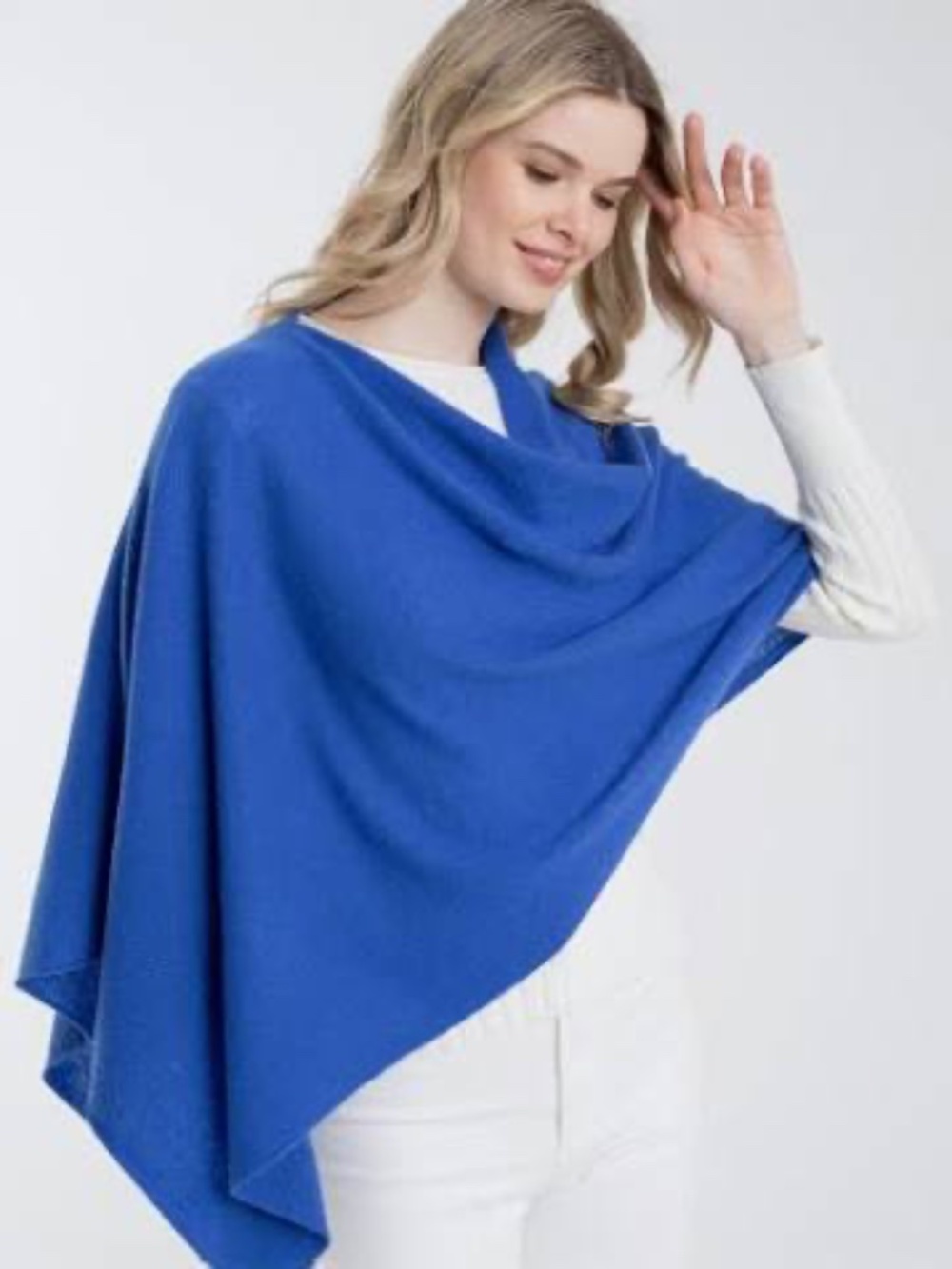 Claudia Nichole 100% Cashmere Royal Blue Poncho/Dress Topper/Scarf